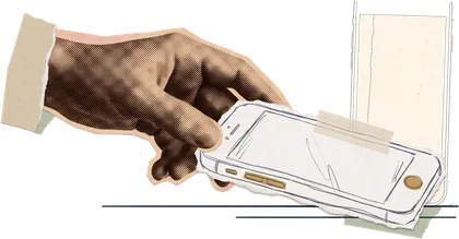 Kolaj: telefon tutan el
